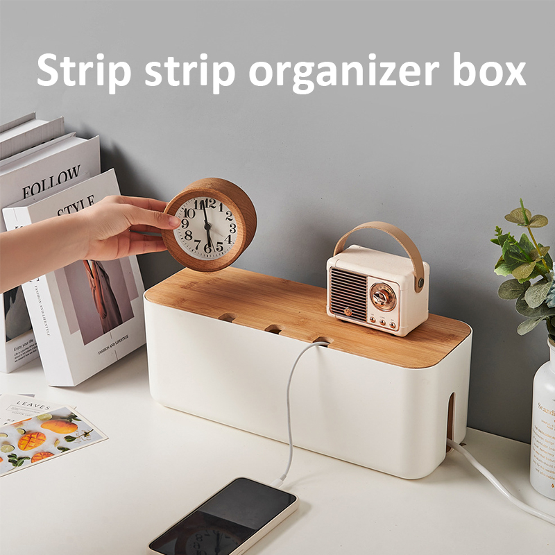 Cable Management Box Cable Box-Outlet Cord Storage Organizer for TV Wires Computer Router USB Hub and Under Desk Power Strip