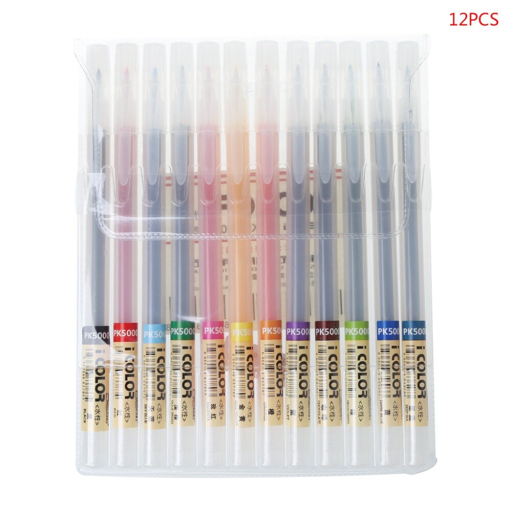 12Colors Gel Ink Pen Painting Drawing Art School Office Supplies Stationery