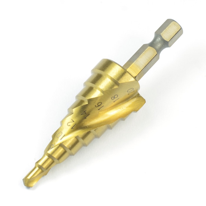 4mm-20mmHSS Metric Spiral Flute Step Drill Bit Set 4241 Steel Titanium Coated Step Drill Bit Set