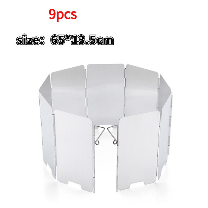 Draagbare Oven Wind Deflector Aluminium Opvouwbare Camping Gasfornuis Voorruit Platen Met Pin Opbergtas: 9pcs