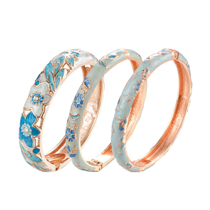 3 Pcs Set Cloisonne Bangles Voor Vrouwen Sieraden Lady Girl Vrouwen Hand Armbanden Enamel Bangle Indische Stijl