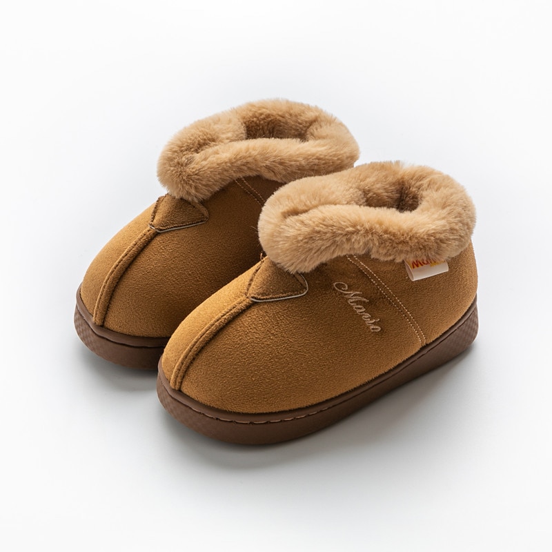 Flickor tofflor inomhus hem tofflor vinter barn bomullsskor mocka varma halkfria bomullstofflor barn pojkar varma skor