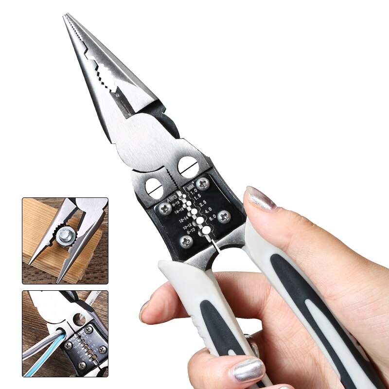 6 " 7 " 8 " multifunctionele tang met lange neus, hoge hardheid roestvrij staal, punttang