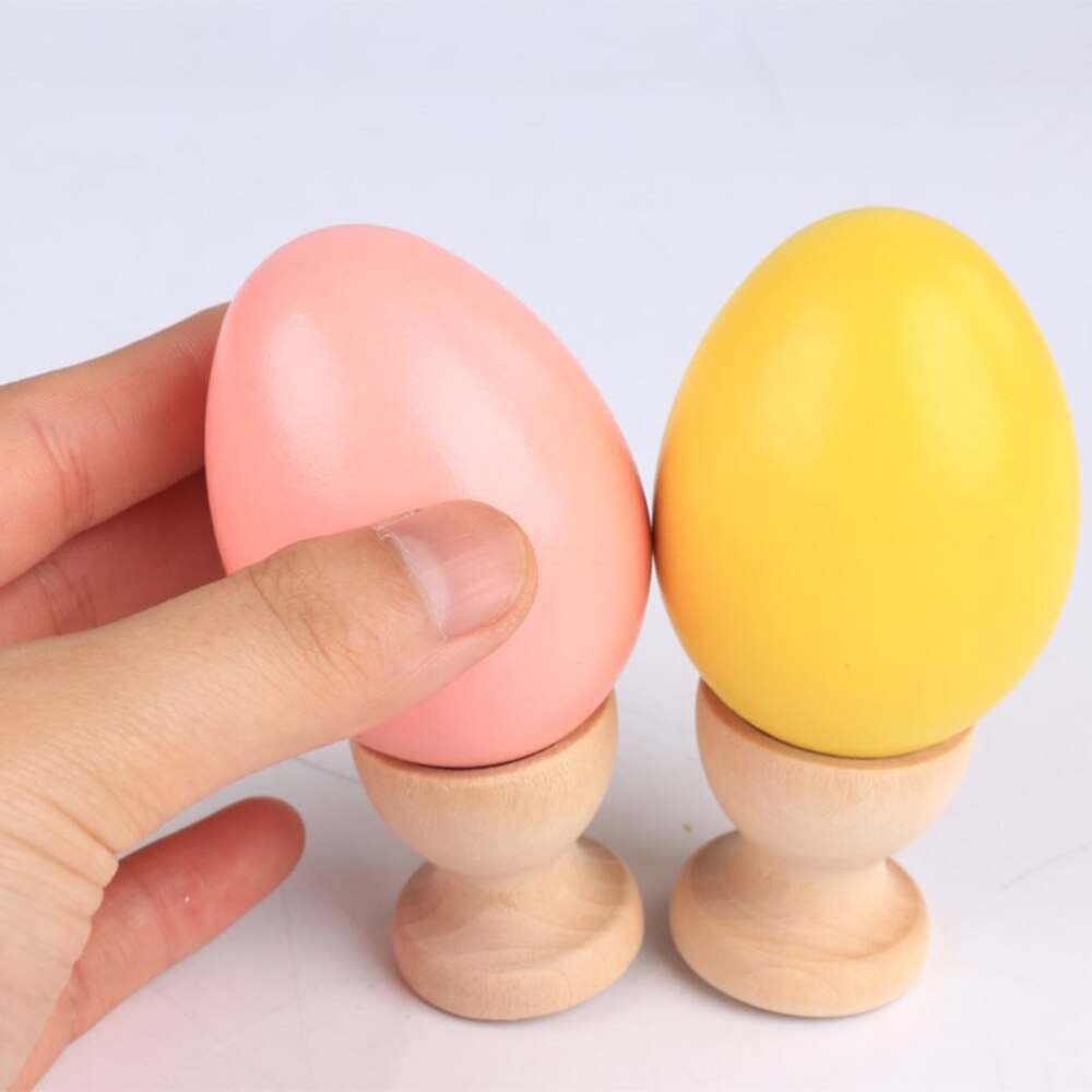 6PCS Wooden Egg Holder Household Kitchen Eggs Holding Cups Tabletop Egg Tray Container Wood Storage Holder