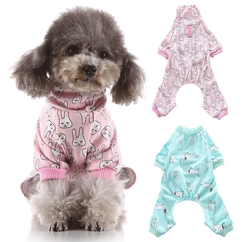 Comfortabele Leuke Konijn Hond Pyjama Puppy Kleding Warm Fleece Voor Kleine Hond Jumpsuit Pak Huisdier Kat Groen Roze Xs S M L XL1
