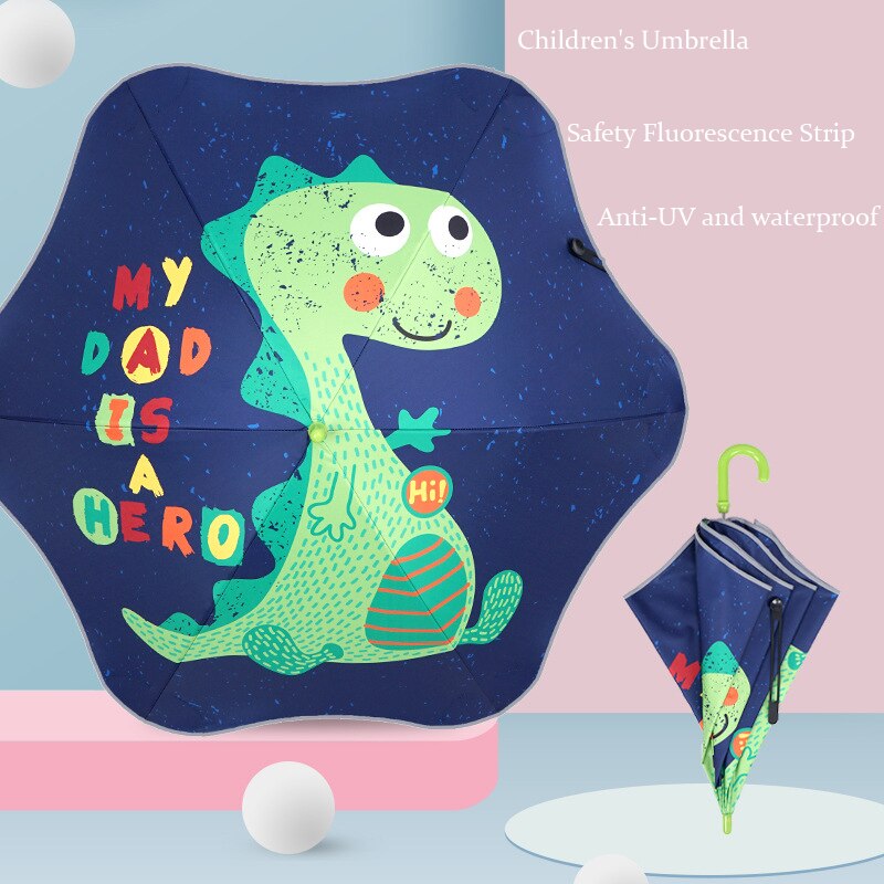 Kinderen Paraplu Zon Anti Uv 6 Ribben Parasol Veilig Fluorescentie Strip Voor Outdoor In Nacht Waterdichte Strengthe: Style 6
