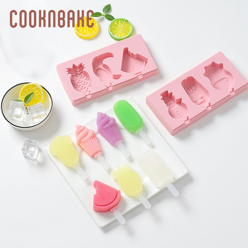 COOKNBAKE Silicone Ice Cream Maker Ice Cube juice bar Summer paw shape cake decoration form children ice lolly tray with stick