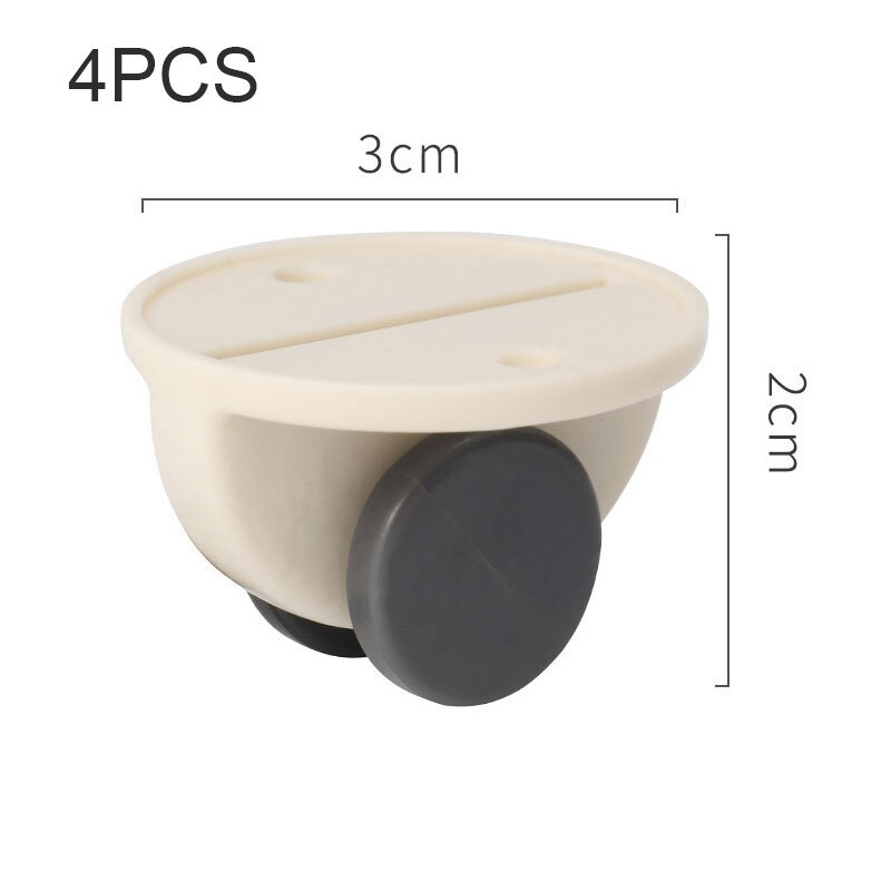 Furniture Castors Wheels Storage Box Pulley Scroll Wheel Fixed Castors Adhesive for Garbage Storage Box LAD: white