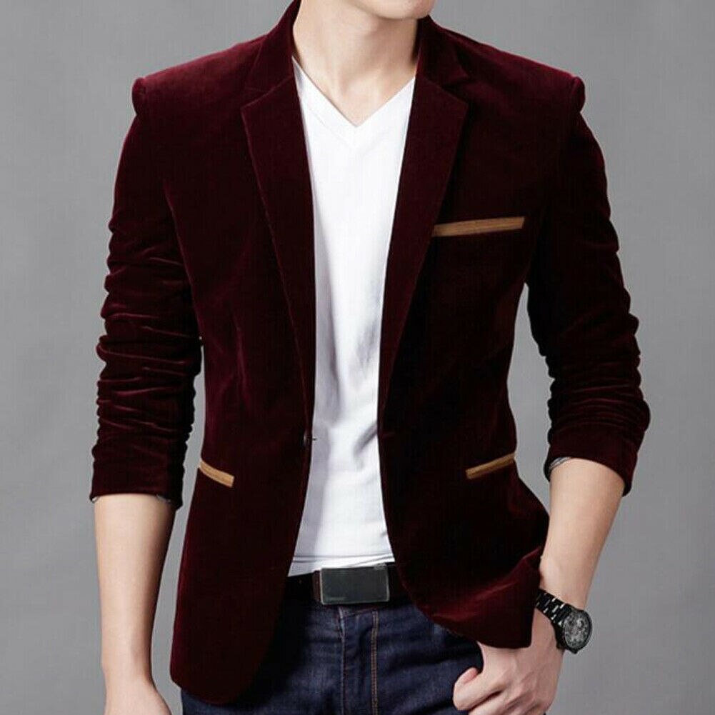 de luxe Blazers manteau Vogue homme décontracté coupe ajustée formel un bouton costume Blazer manteau veste hauts