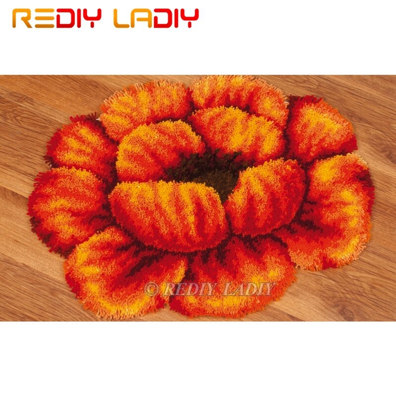 Latch Hook Kits Make Your Own Rug Poppy Flowers Tapestry Crocheted Cushion Mat DIY Carpet Rug Pre-Printed Canvas Hobby & Crafts