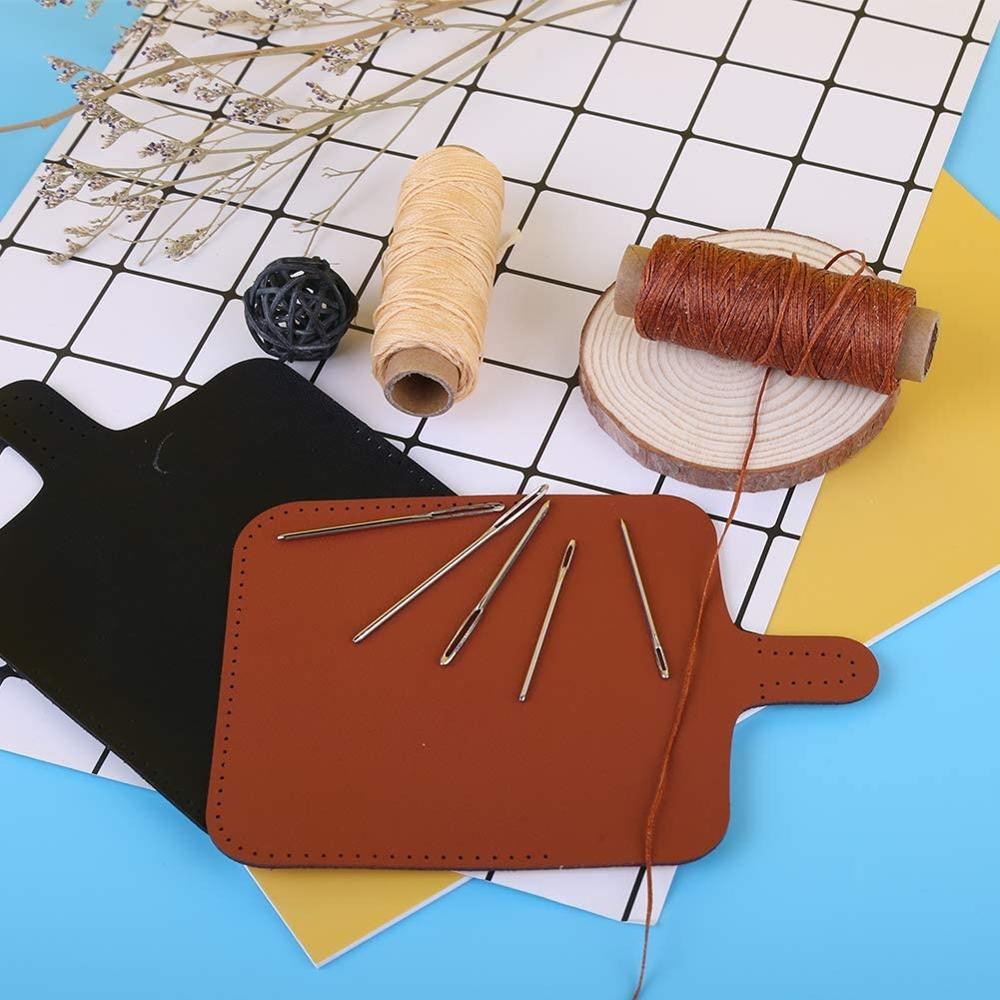 IMZAY-Kit de costura de cuero con hilo encerado, agujas de coser de cuero con ojo grande, cinta métrica, conjunto de herramientas de costura para artesanía de cuero