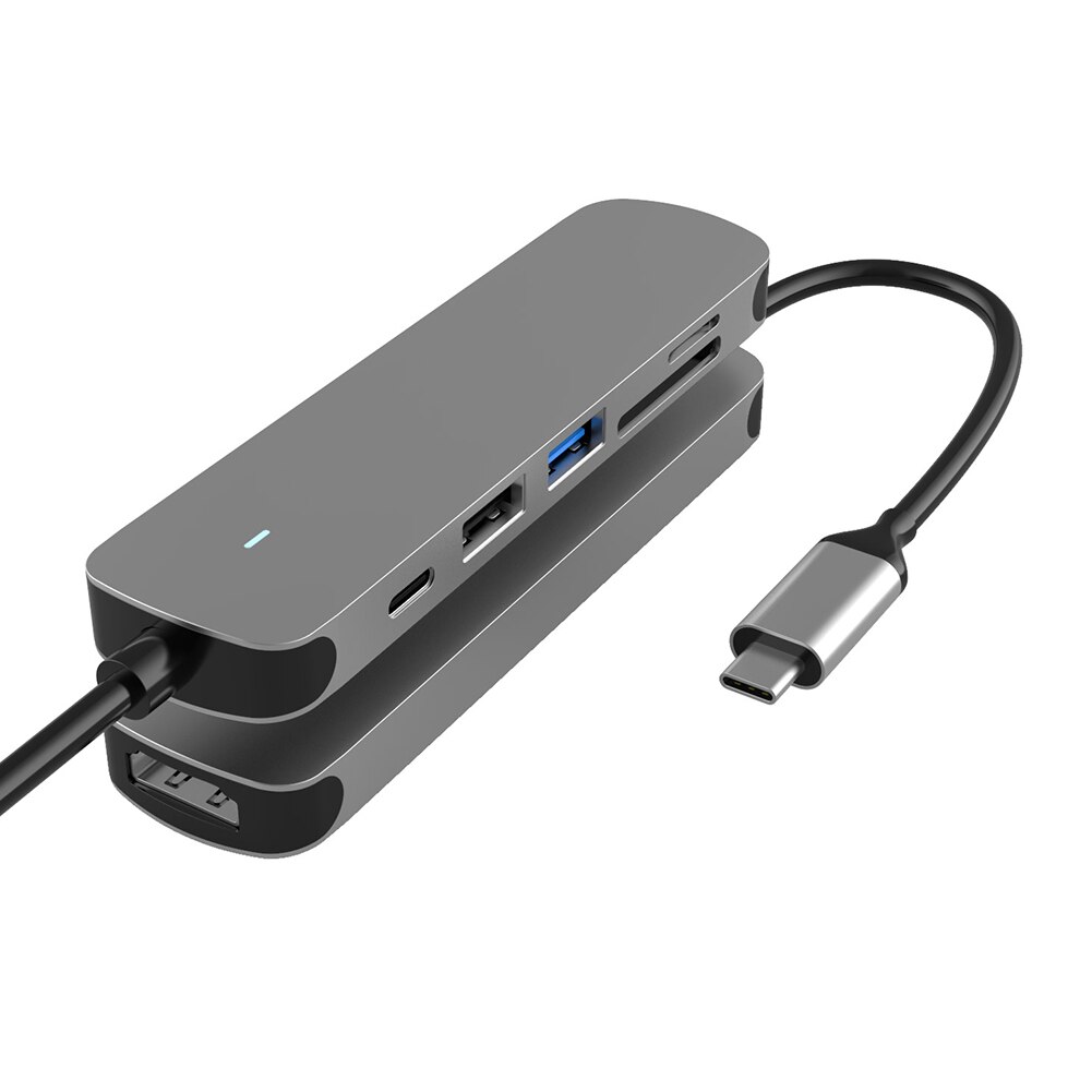 USB Type C Dock Station HDMI for Laptop 6 in 1 USB Type C Hub Adapter with 4K HDMI USB 3.0 2.0 PD Charging Card Reader