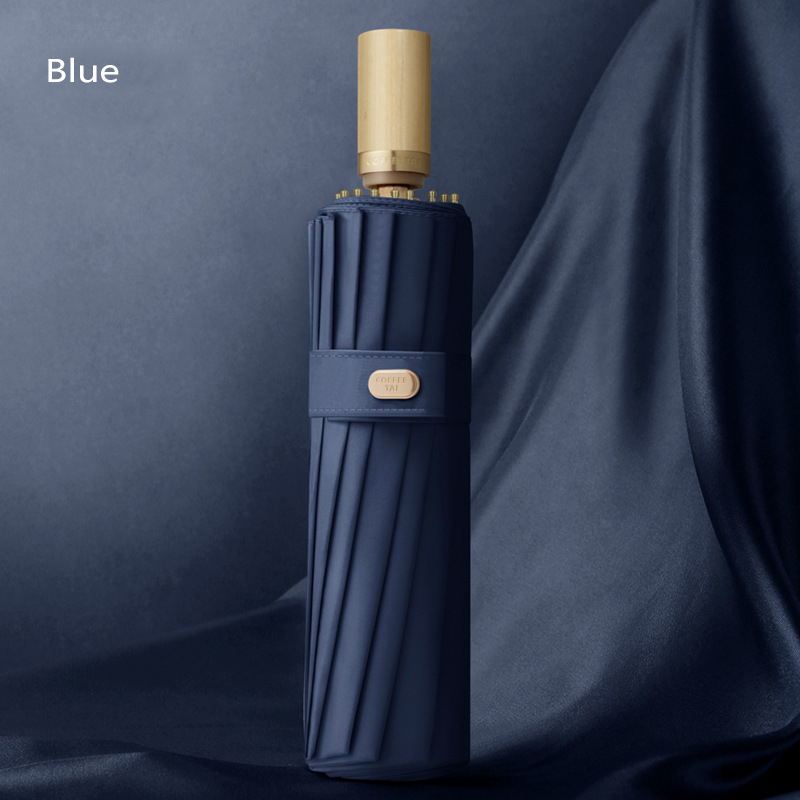 Parapluie japonais de luxe 16K, poignée en bois, Anti UV, soleil, coupe-vent, pour hommes, UPF50 +, grand parapluie de Golf pour filles: Bluebell