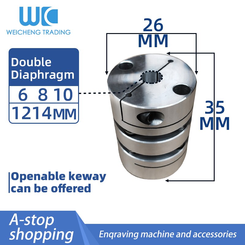 Accouplement à membrane flexible, 1 pièce, D26L35 10*14mm 5/6/6.35/ 8/10mm, accouplement d'arbre à prunier Flexible, moteur pas à pas