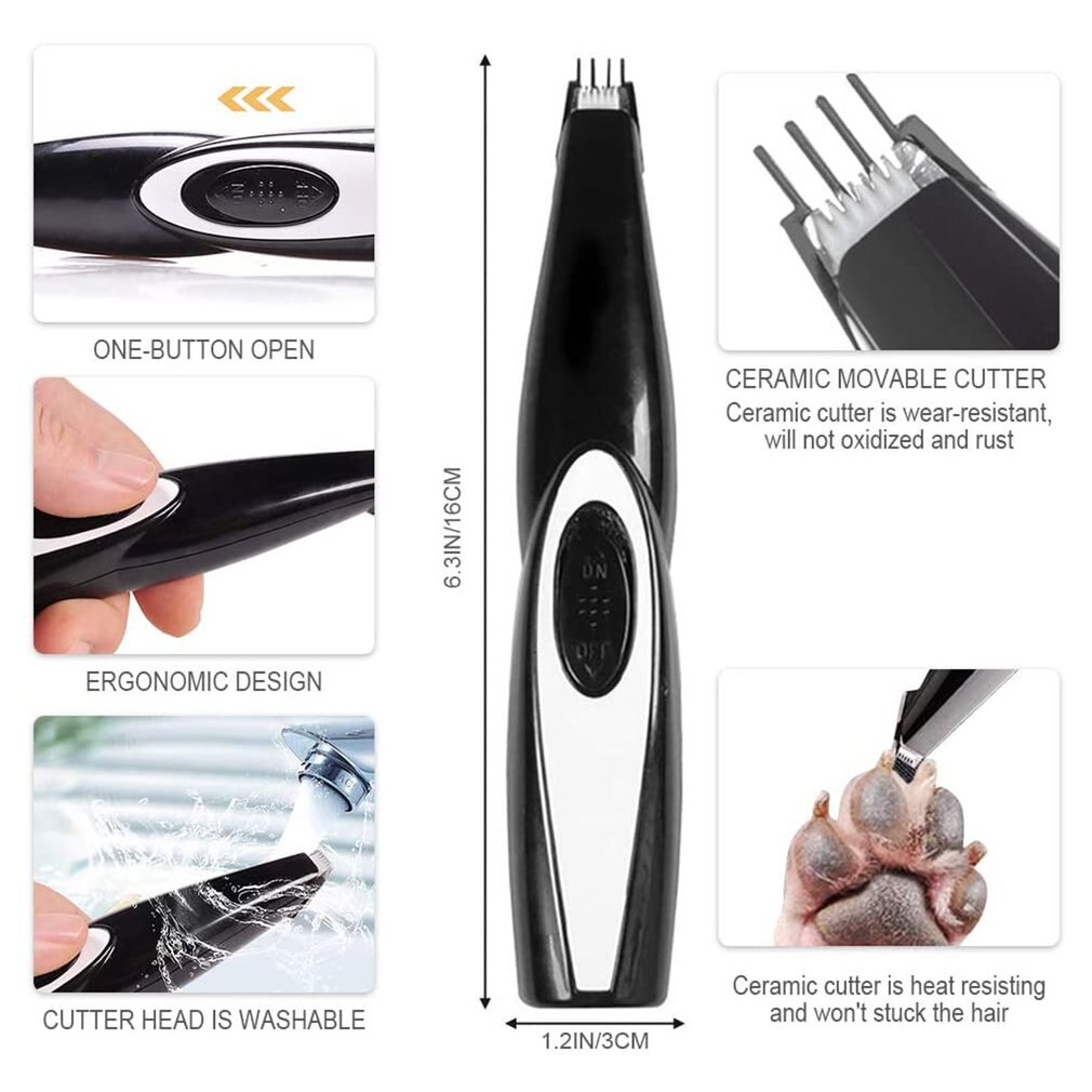 Elektrische tondeuse voor honden, hondentrimmer, usb-oplaadbaar, geluidsarm, krachtige motor voor kleine katten en honden