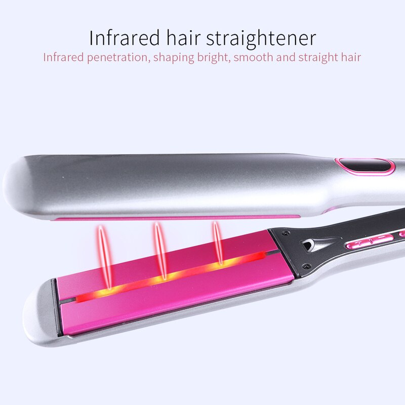 Ceramic Infrared Straightener 3D Wide Plate Hair Flat Iron Ionic Negative Anion Straightener Hair Care Iron