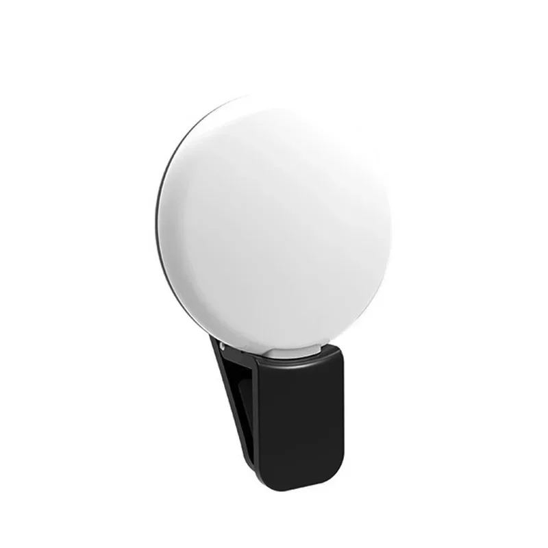 Mobile Phone LED Selfie Ring Light Portable Mini Durable Practical Three Stop Dimming Circle Photography Clip Fill Light: black
