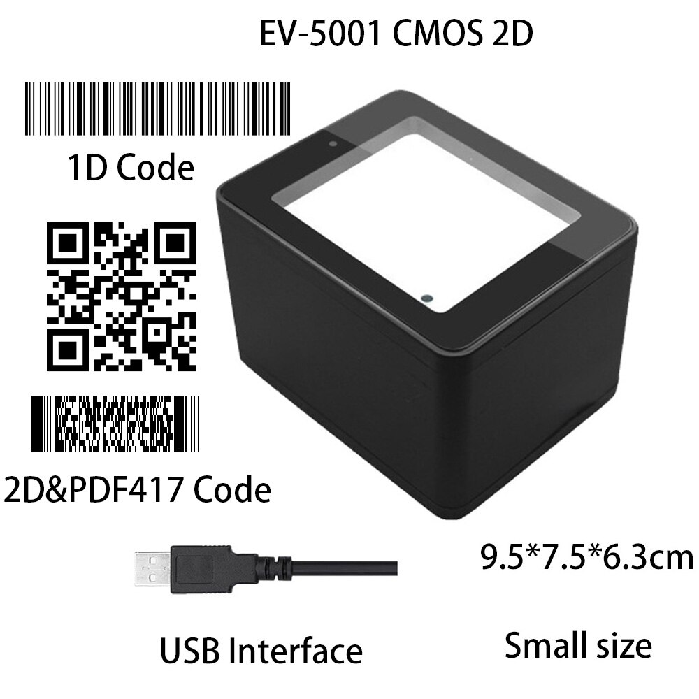 Evawgib 1D 2D PDF417 Barcode Scanner Usb 2.4G 433Mhz Bluetooth Barcode Scanners Handheld Barcode Reader Goedkope Barcode Scanner: EV-5001(CMOS 2D)
