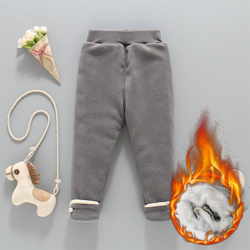Pantalones de algodón para niñas, mallas gruesas acolchadas de cuatro capas, cálidas y ultragruesas, ropa de invierno: Gray / 3T