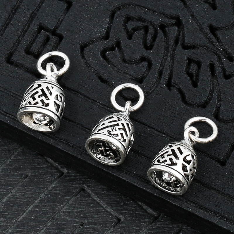 925 Sterling Silber Aushöhlen retro Klingeln Glocke Reize handgefertigt Anhänger Sicherheit Glocken DIY Feine Schmuck Erkenntnisse Für Frauen Männer