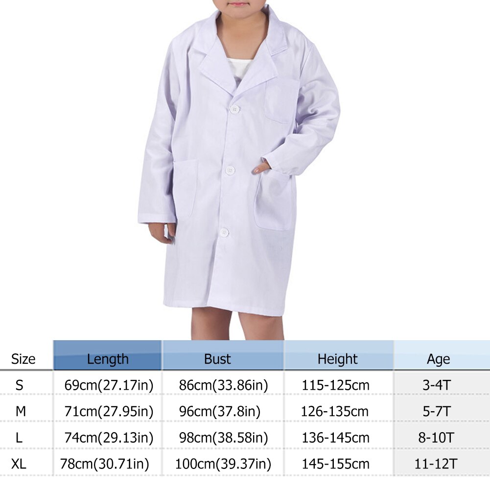 Children White Lab Coat Laboratory Kids Boys Girls Warehouse Doctor Work Wear Hospital Technician Uniform Clothes