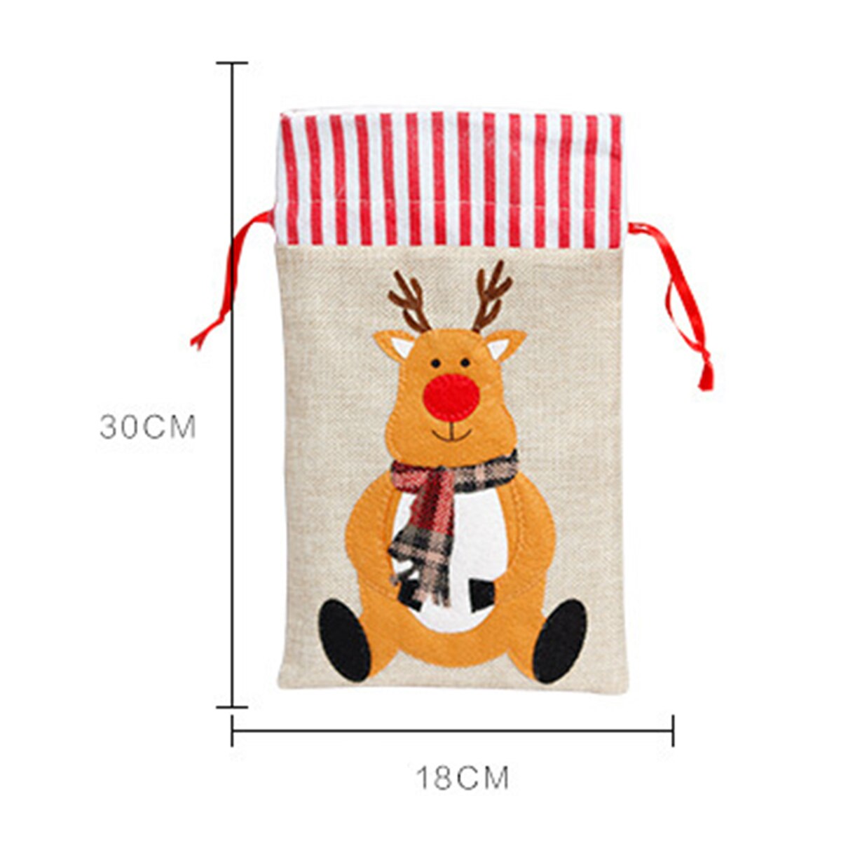 Xmas Candy Bag Santas/Elk/Snowman Striped Print Storage Bag Souvenir Bag for Candy Snacks Christmas Decorations Christmas