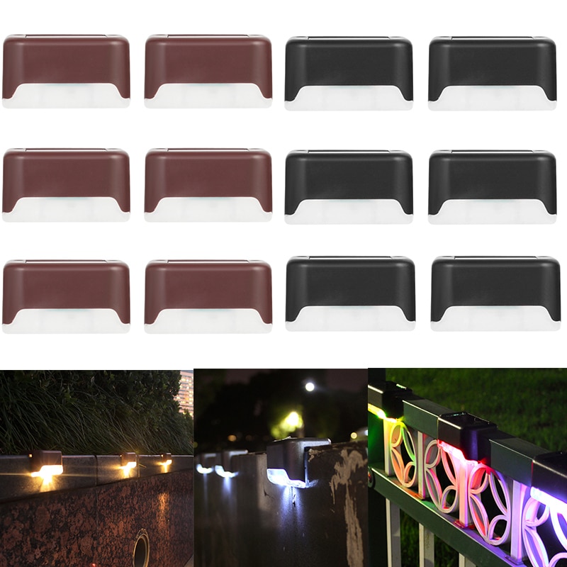 4pcs Solar Deck Lights IP65 LED Lamps for Outdoor Pathway Stairs Steps Fence Yard Low Power Consumption and Power Saving