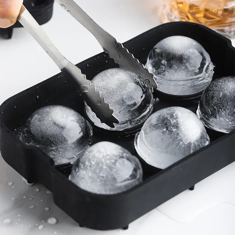 Bandeja de cubos de gelo de silicone grande molde de cubos de gelo reutilizável bola de molde de gelo para uísque molde de gelo 4/6/8 grade bola de gelo