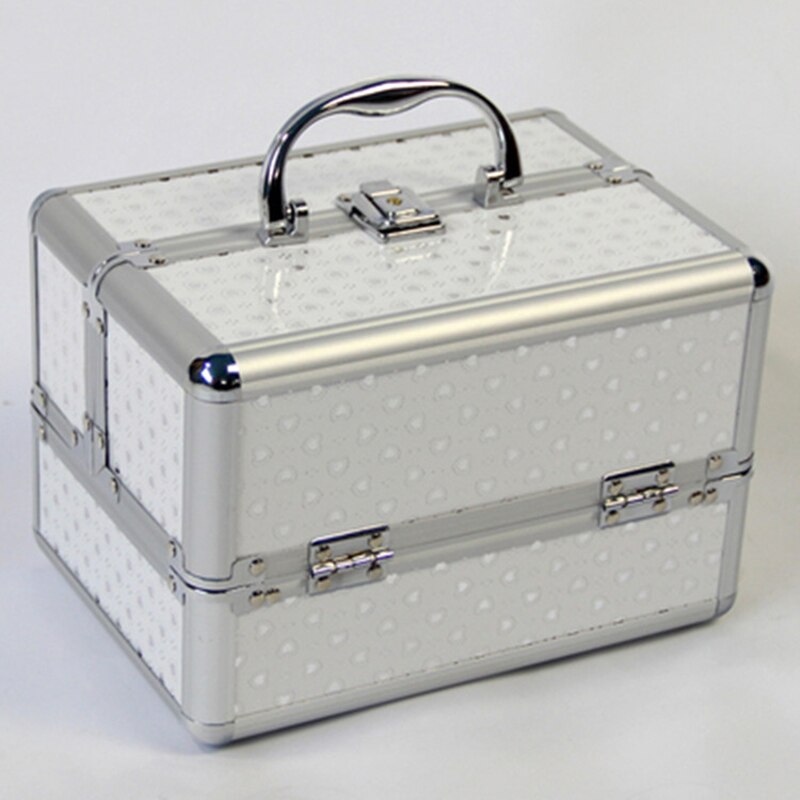 Make up opbevaringsboks søde kosmetiske makeup arrangør smykker boks kvinder arrangør til rejse opbevaringsbokse taske kuffert: Hvid