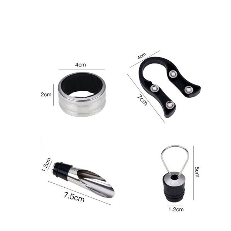 Stainless Steel 5 Pcs Wine Opener Kit Set Including Tool Wine Opener Kit Pourer Wine Ring Wine Decanter Bottle Opener Cutter