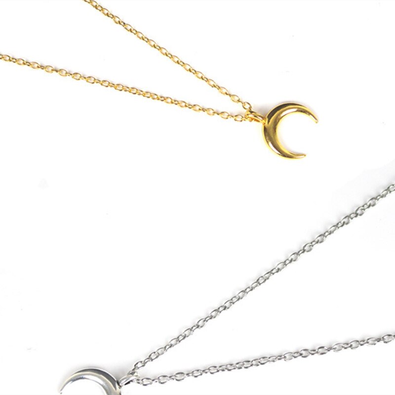 Collar con colgante de Luna para mujer, collares plateados de aleación dorada, cadena de clavícula, joyería para mujer