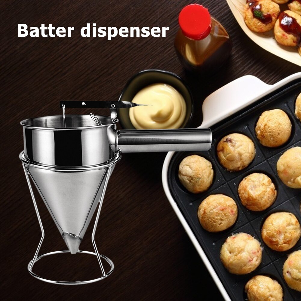 Stainless Steel Cake Batter Piston Funnel Cream Dosing Dispenser Sauce Cream Dosing Funnel for Oil Wine Kitchen Tools
