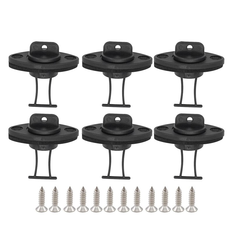6 Stuks Zwart Universele Kayak Rubberboot Kano Boot Romp Draad Afvoer Pluggen Bung Schroeven Kit Voor Buiten Camping Wandelen: Default Title