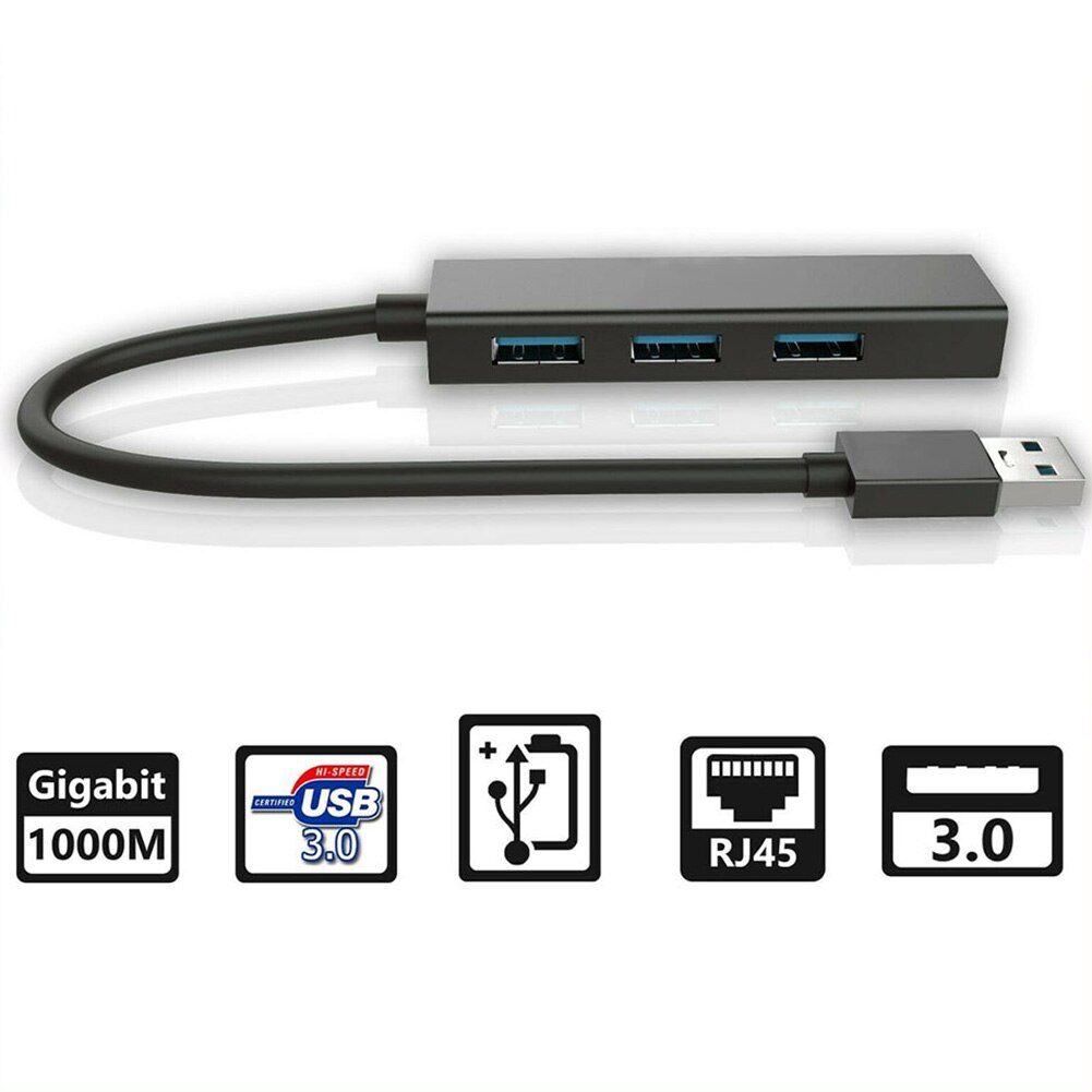 1000Mbps Stable Ethernet Plug And Play USB Network Adapter With RJ45 Converter Home Hub Data Transmission Office Tablets 3 Port