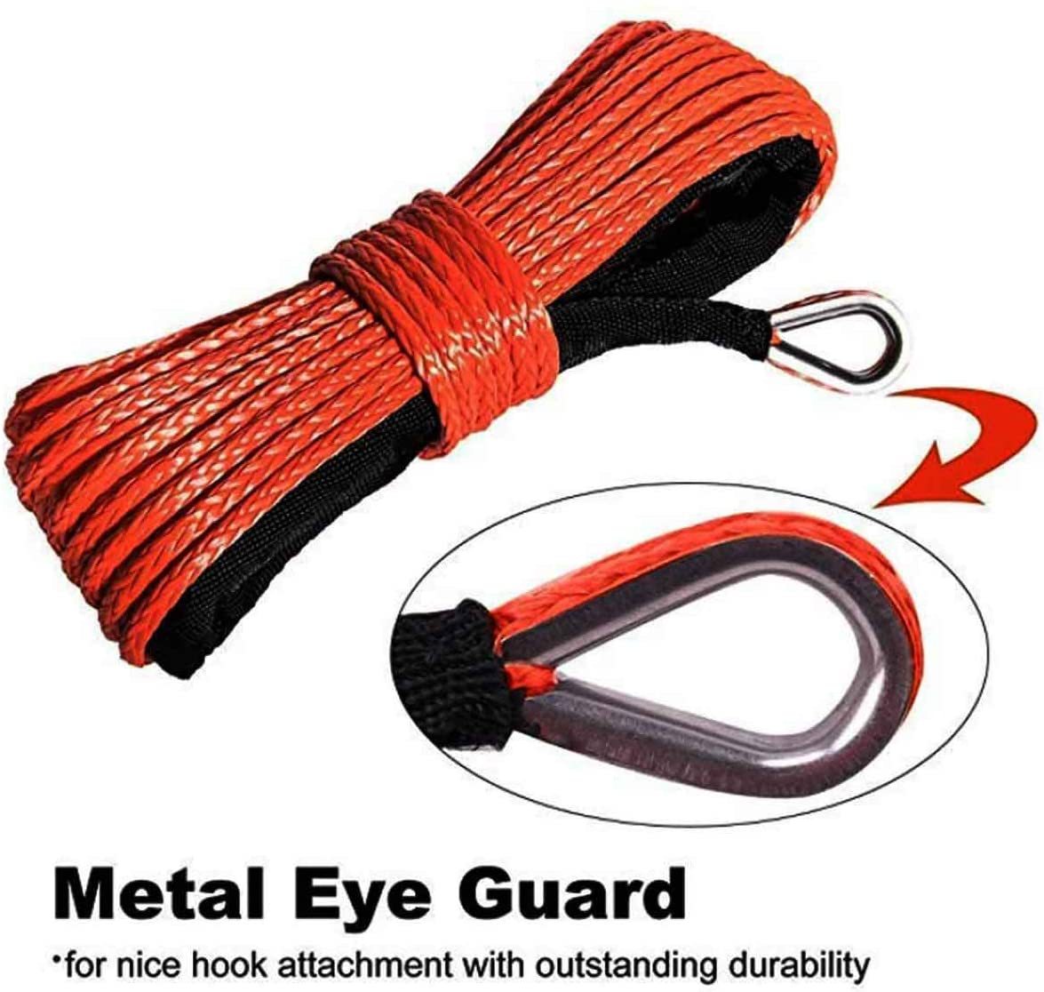 Corde de treuil synthétique pour voiture de récupération tout-terrain, ULde treuil, Rock Guard, RL UTV, chasse-neige, accessoires de remorquage, 4x4, 50 pieds, 1/4 pouces, 15m x 6mm