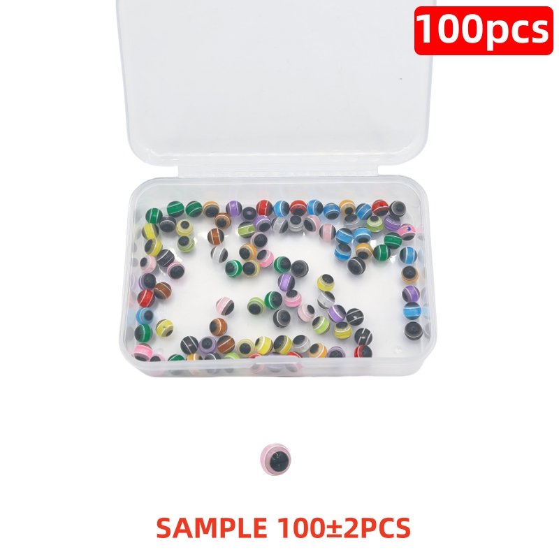 100 pièces de perles de blocage d'oeil de poisson en résine dure, perles de blocage de leurre d'oeil de poisson simulées: WHITE