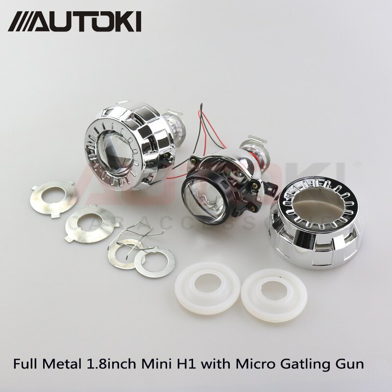 2 unids/lote Autoki LHD/RHD 1,8/2,0 pulgadas H1 Mini lente de proyector bi-xenón + cubierta para faros de coche H4 H7 9005 9006