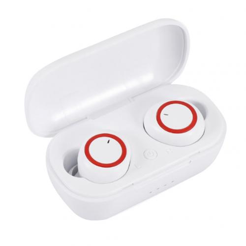 Fones de ouvido sem fio tws bluetooth 5.0, com caixa de carregamento, som estéreo de alta fidelidade, modelo esportivo: White Red