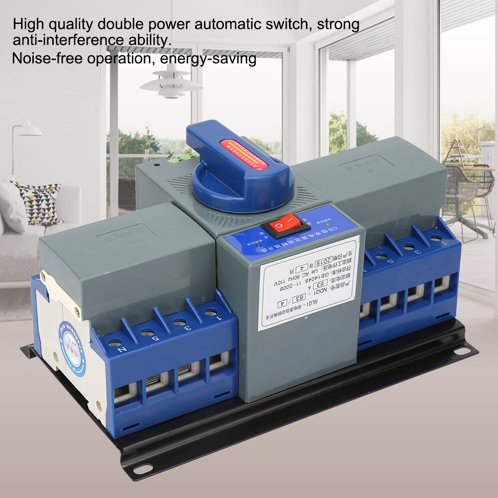 63A 4P 110V Dual Power Supply Automatic Transfer Switch 110V Blue Dual Power Automatic Transfer Switch ATS Rated Voltage