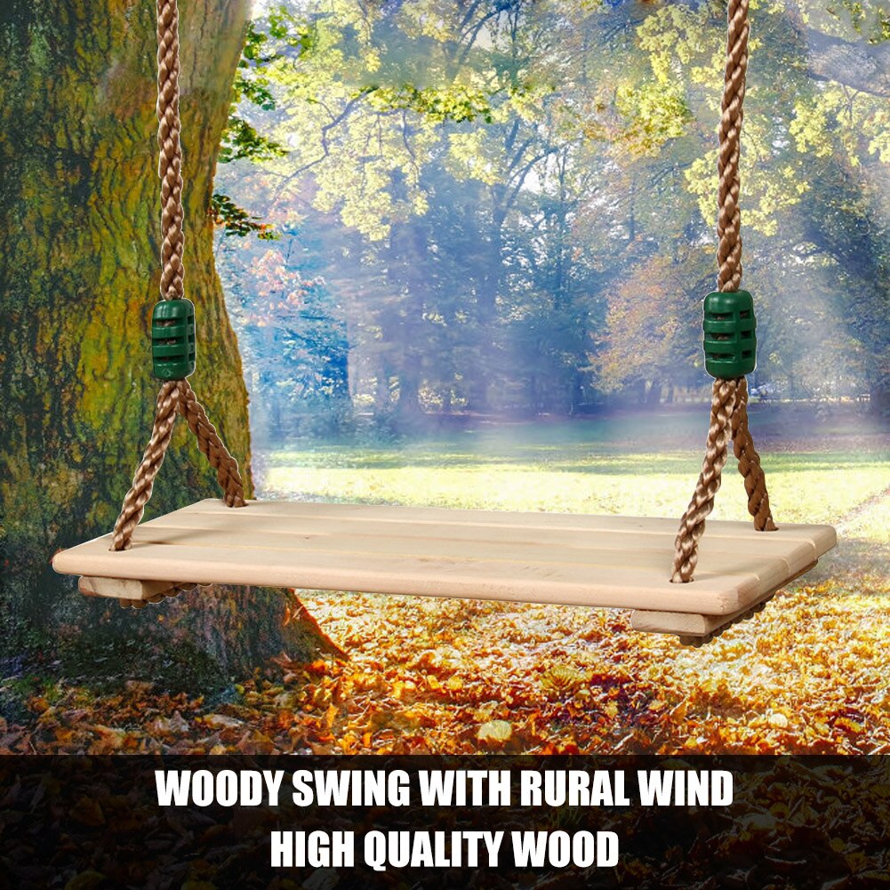 Kids Outdoor Swing Wooden Outdoor Swing Pastoral Style Platforms Jungle Gym Fitness Swing Children Adults Garden Swing with Rope