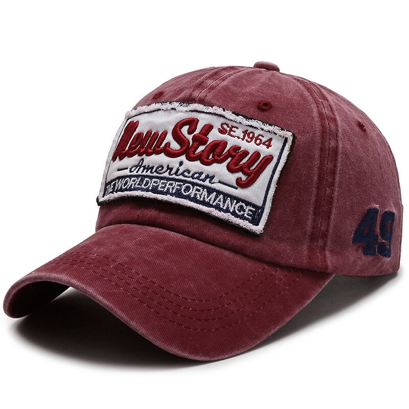 Linjw 2020 novo algodão lavado primavera boné de beisebol para homens mulheres hip hop snapback bonés estilo rua chapéu verão ao ar livre pai chapéus: Wine red