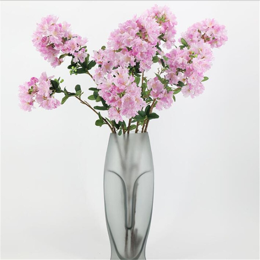 7p Artificial Crape Myrtle Flower Branches 3 stems Encryption Tree Decorative Silk Flower Wedding Floral Cherry Flowers