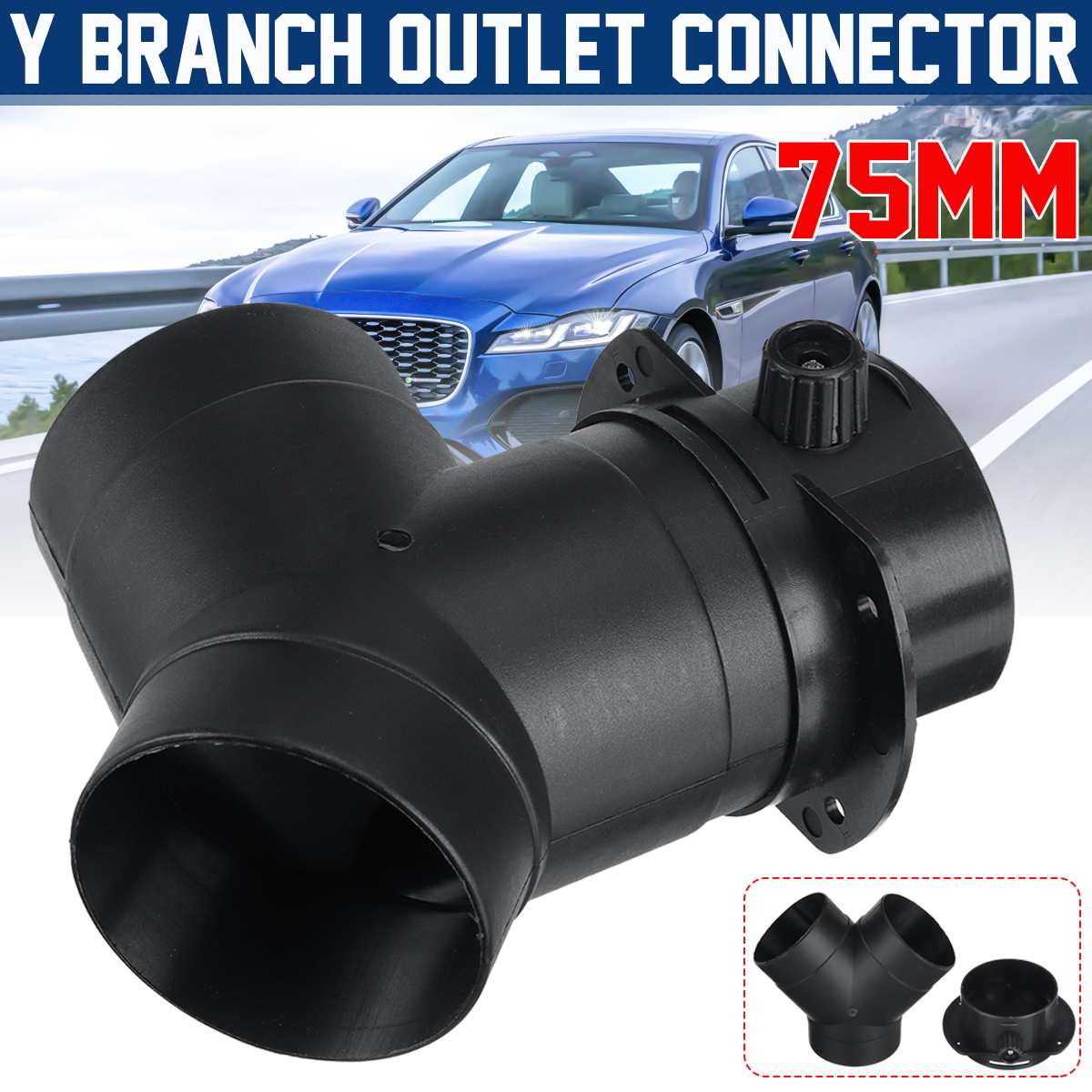 75mm Diesel Parking Heater Warm Air Vent Y Piece Exhaust Connector w/Regulating Valve For Car Heater Accessories