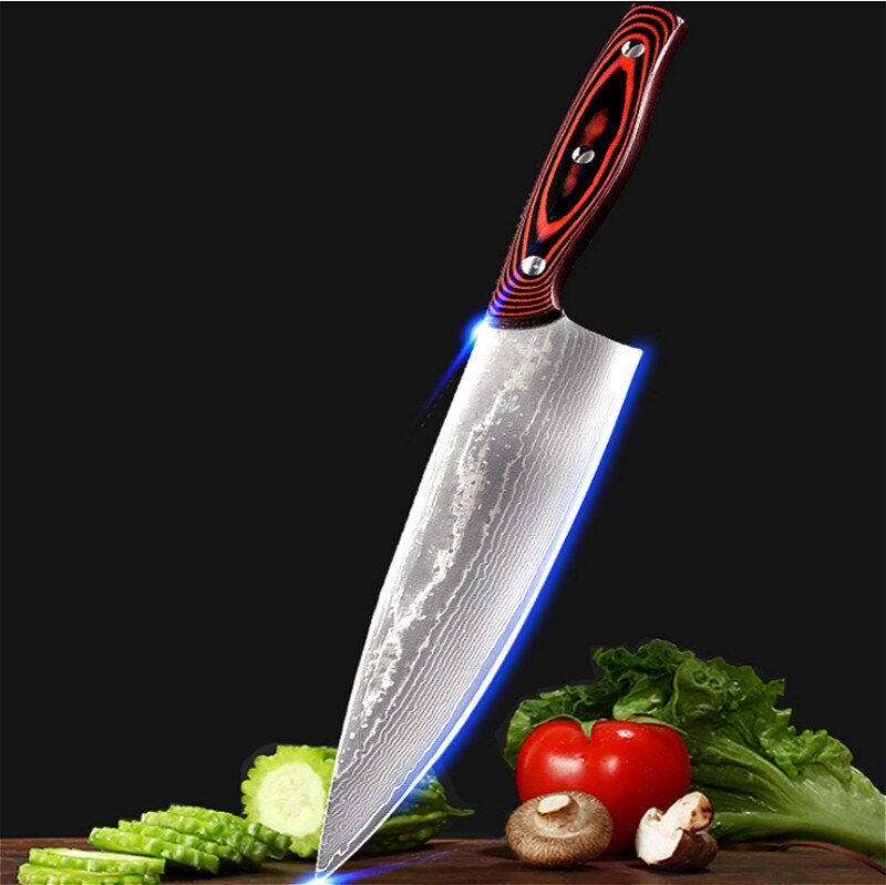 Damask steel chef slicer, household kitchen knife, Japanese, European and American chefs designated special slicer