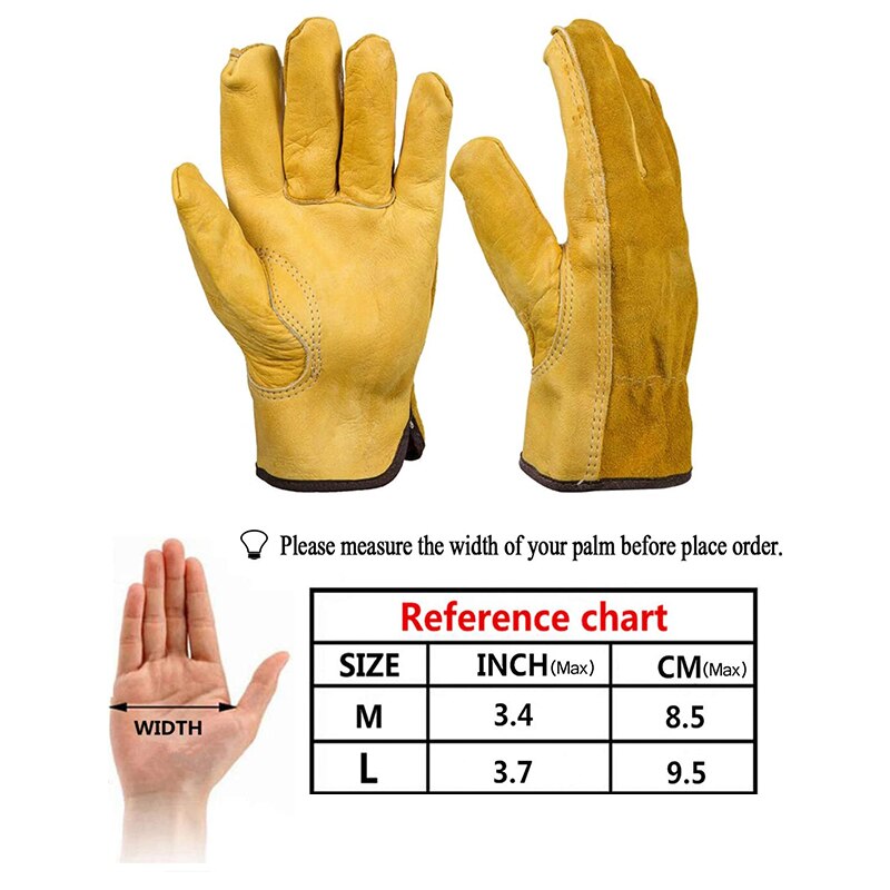 Garden Gloves Thorn Proof, 2 Pairs Heavy Duty Garden Gloves, Flexible and Durable Leather Work Gloves for Men Women L