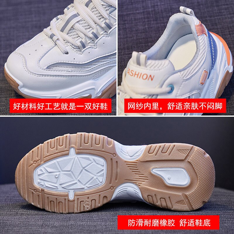 Fujin-zapatillas de deporte con plataforma gruesa para mujer, zapatos informales, transpirables, cómodos, a la , Ins
