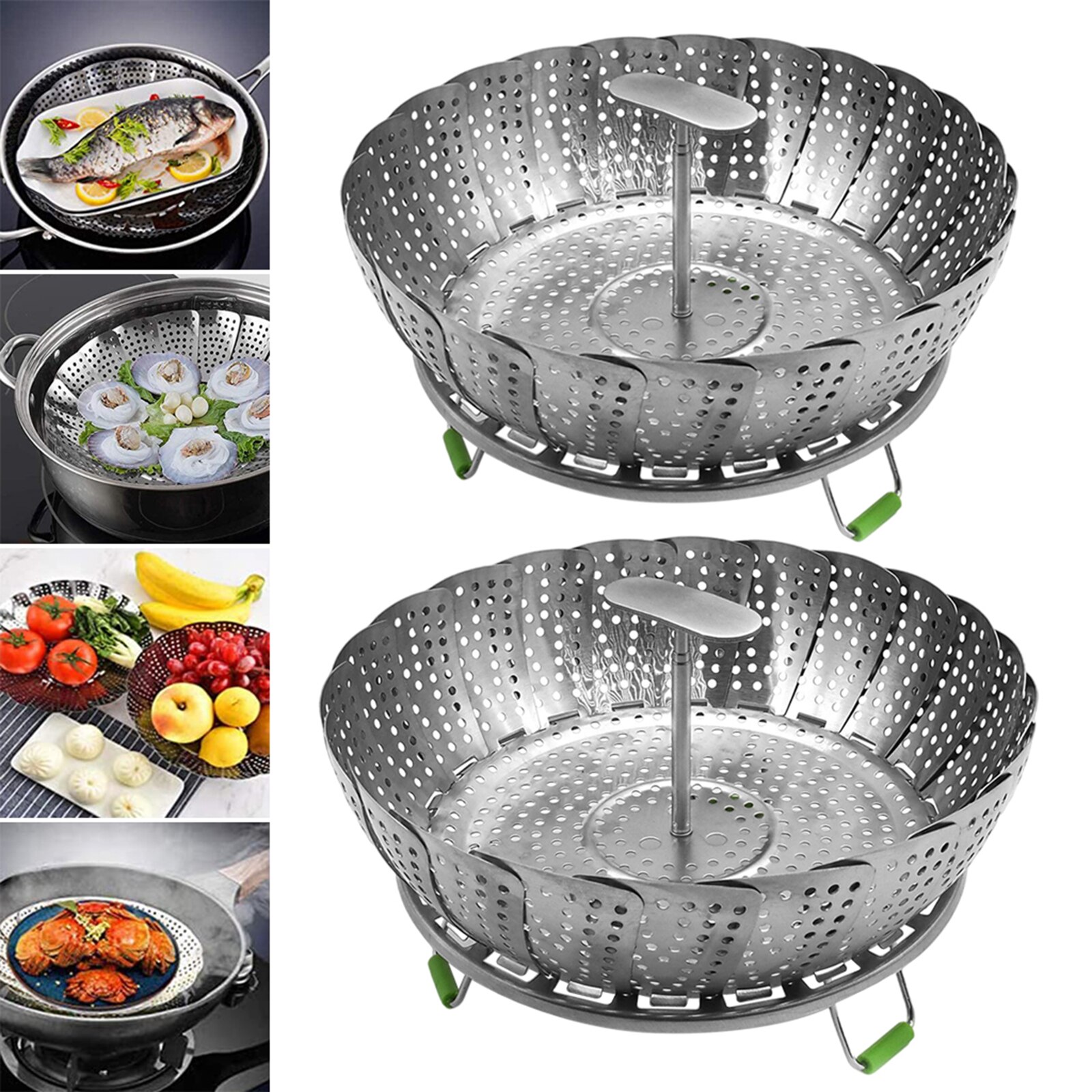 Vegetable Steamer Basket,Premium Stainless Steel Veggie Steamer Basket,Folding Expandable Steamers to Fits Various Size Pot