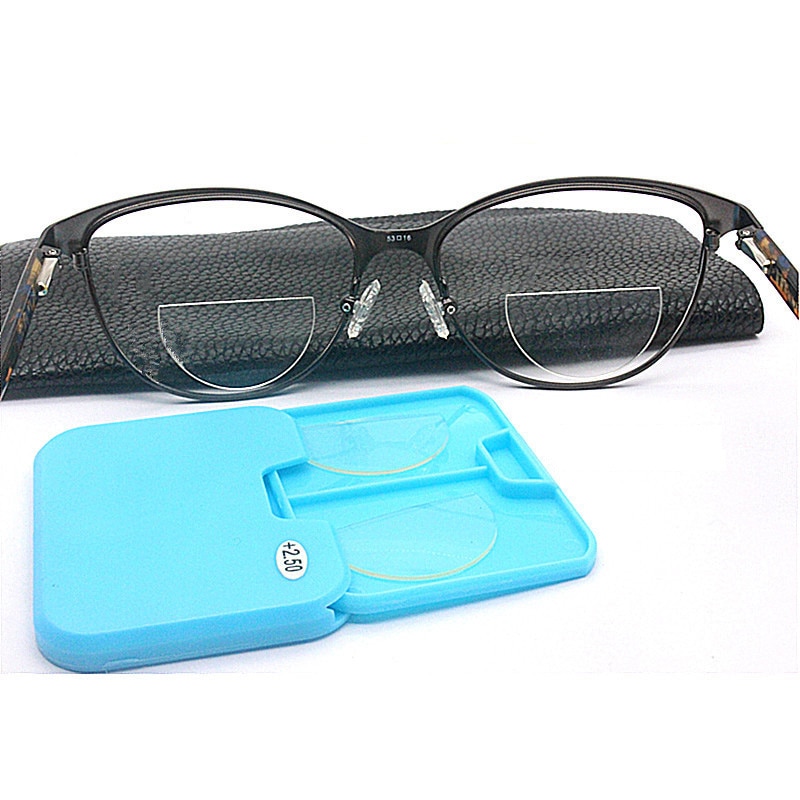 2 stk. holdbare presbyopiske linser flydende silikone bifokal læselinser udskiftelige bærbare briller 3 farver  +100 150 200 250 300
