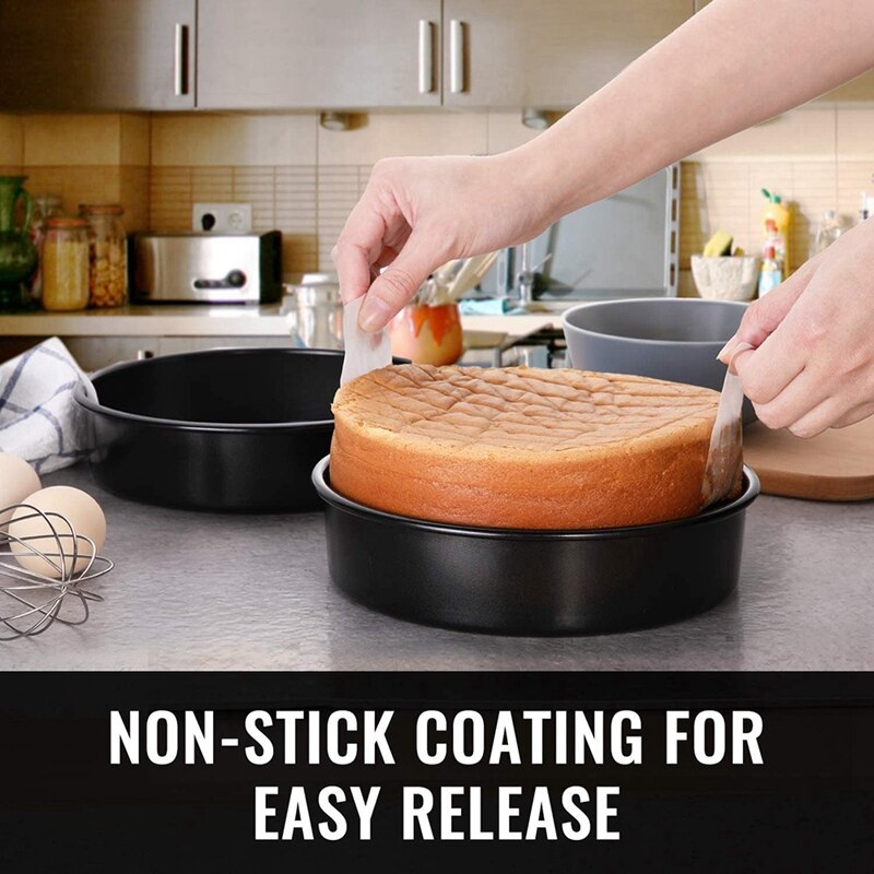 Round Cake Pans Set For Baking, 3-Piece Set With 6-Inch, 8-Inch And 10-Inch, Nonstick Baking Pans,Dishwasher Safe