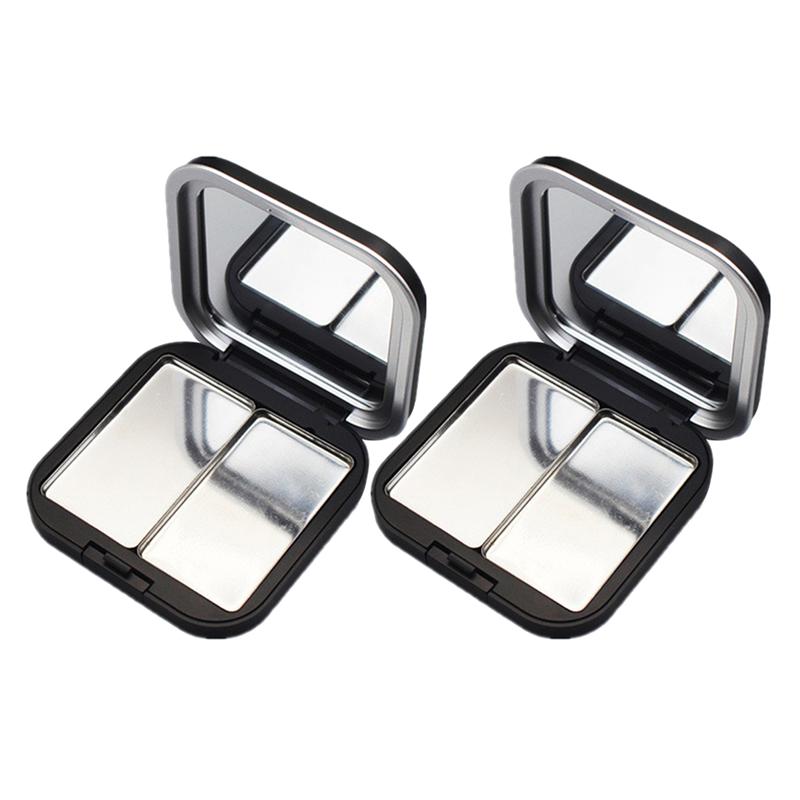 2pcs Empty Eyeshadow Palettes Empty Eyeshadow Boxes Makeup Eyeshadow Containers Lipstick Blush Power Cases With Iron Tray 7.7cm: with 2 trays